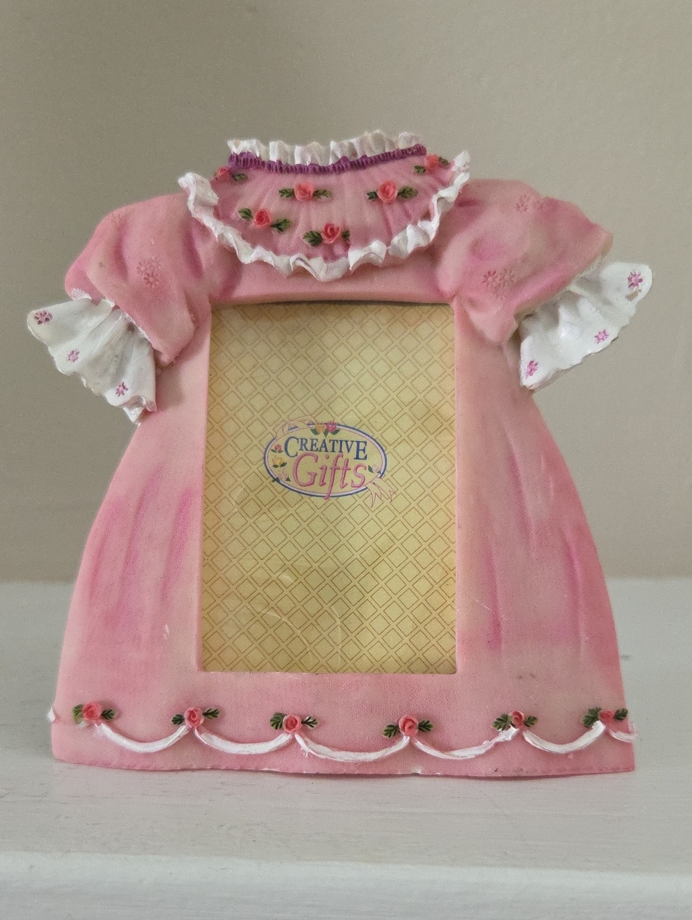 Vintage Ceramic Pink Dress Photo Frame